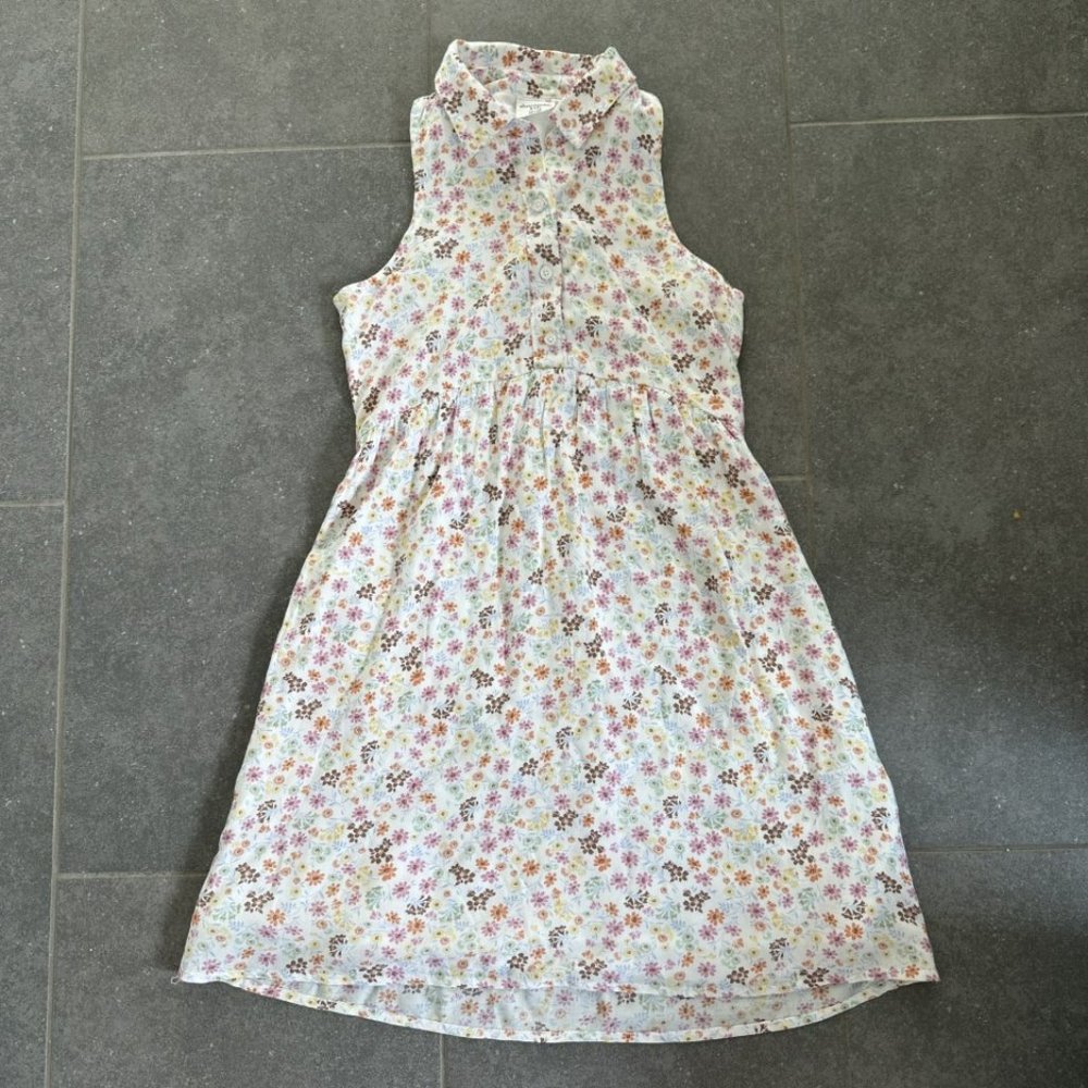 Girls Sleeveless Floral Collared Dress